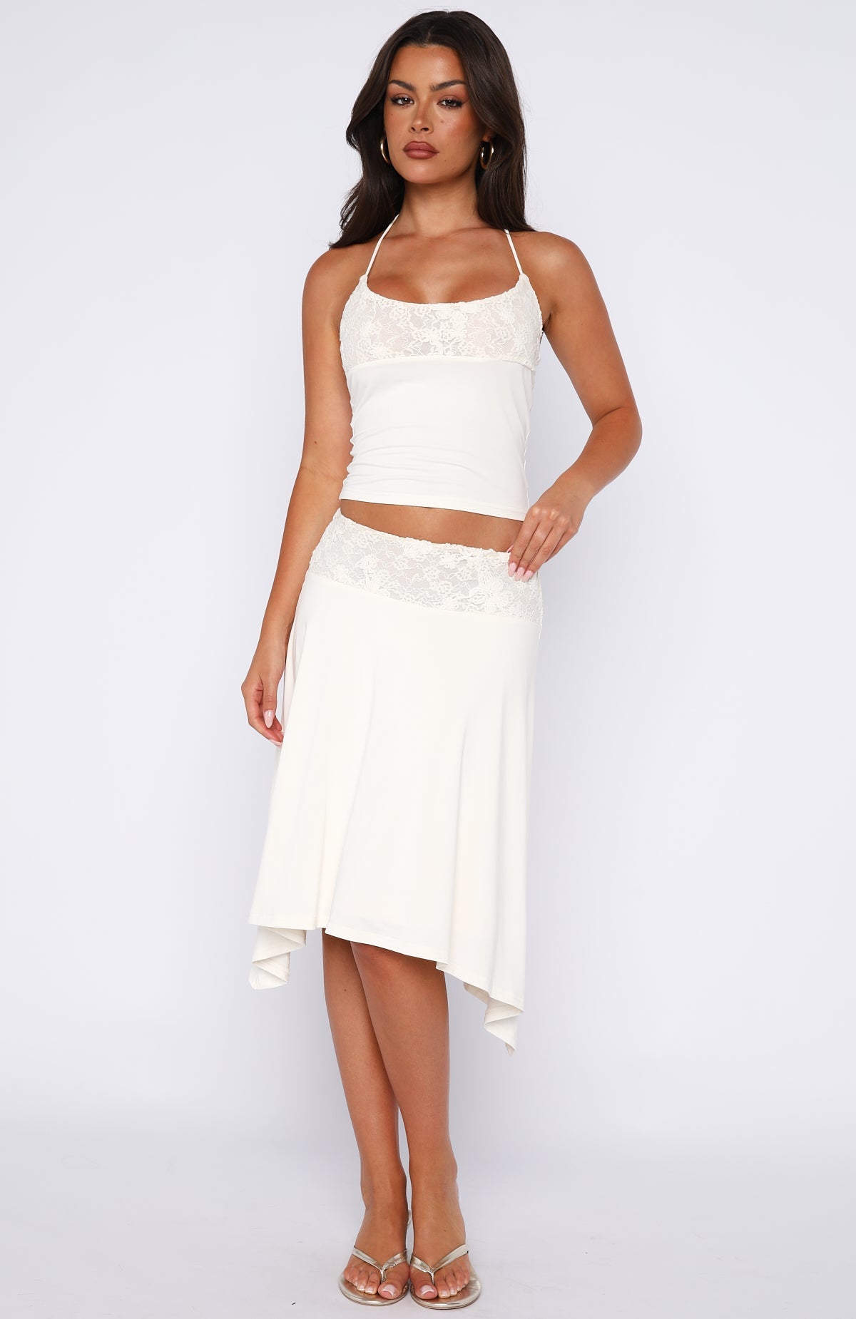 Trending Cool Chaos Halter Top Off White
