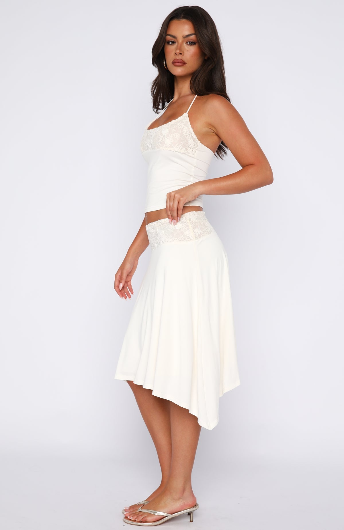 Trending Cool Chaos Midi Skirt Off White
