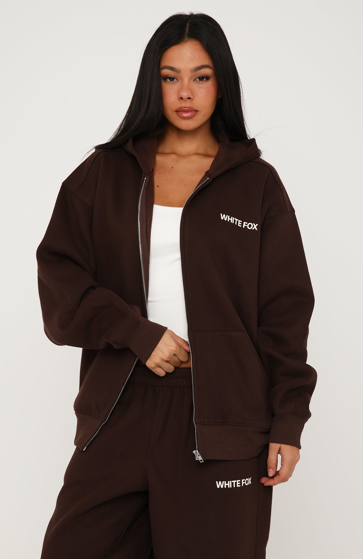 Trending Core Classic Zip Front Hoodie Chocolate
