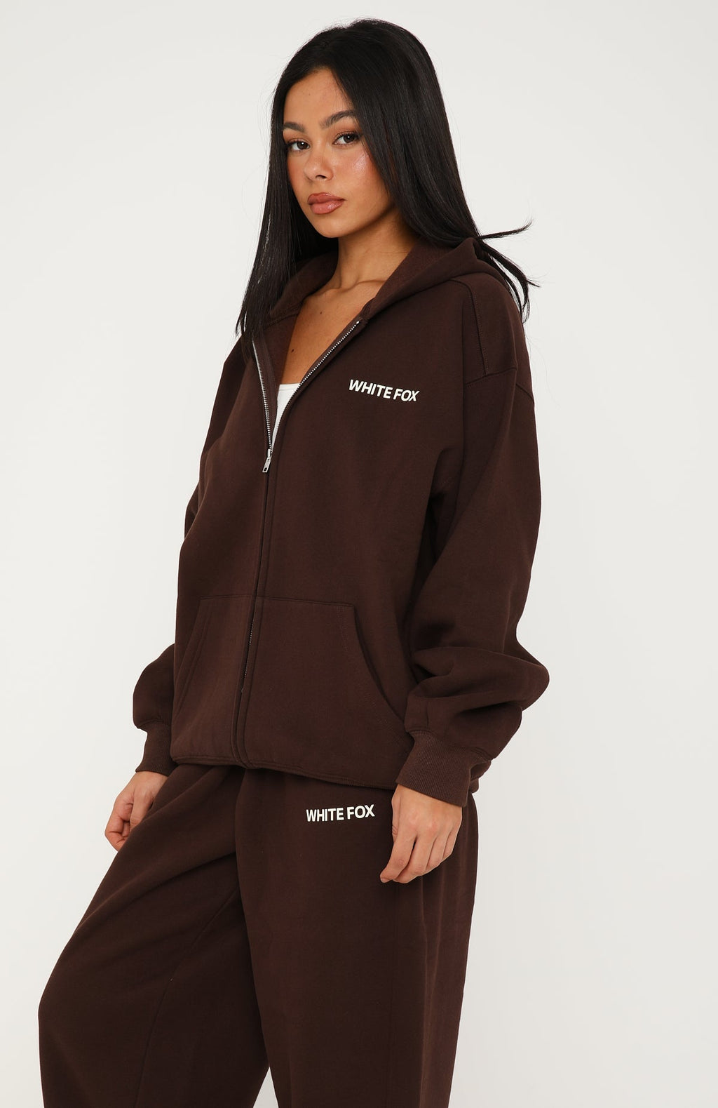 Trending Core Classic Zip Front Hoodie Chocolate