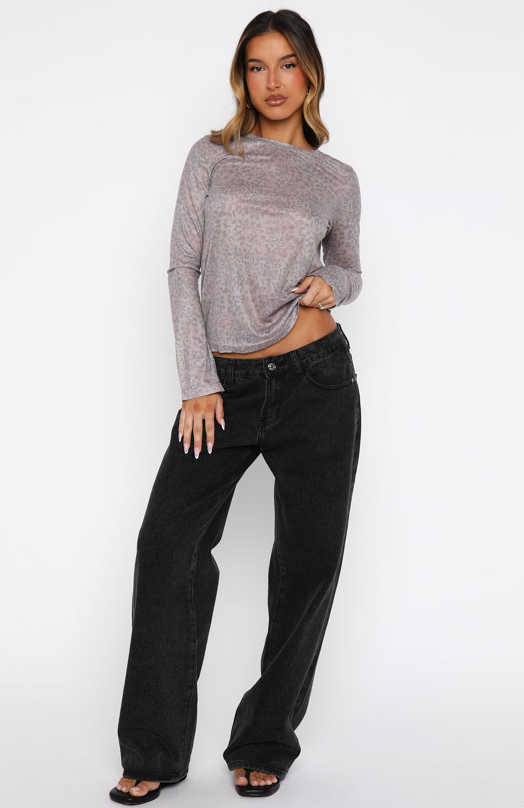 Trending Courtside Seated Long Sleeve Top Leopard