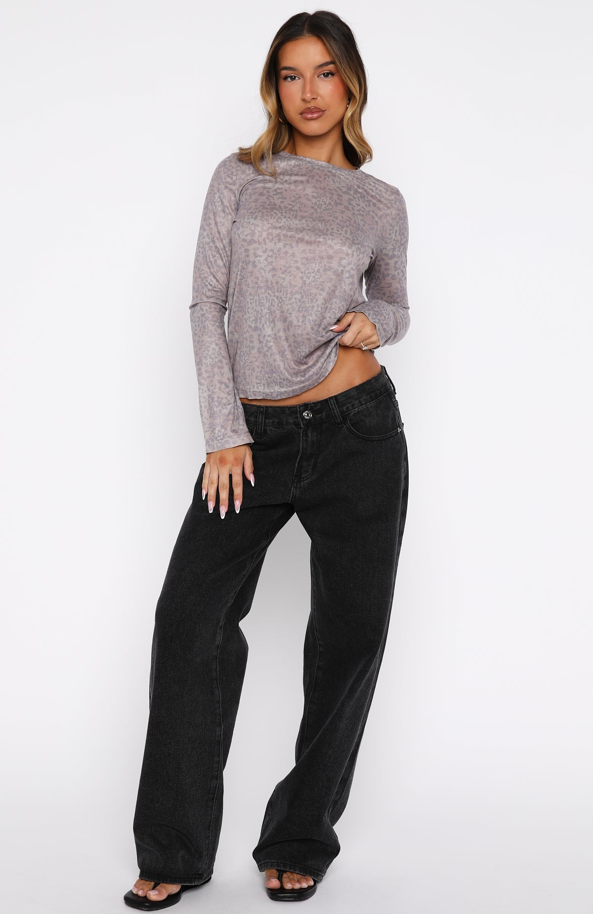 Trending Courtside Seated Long Sleeve Top Leopard