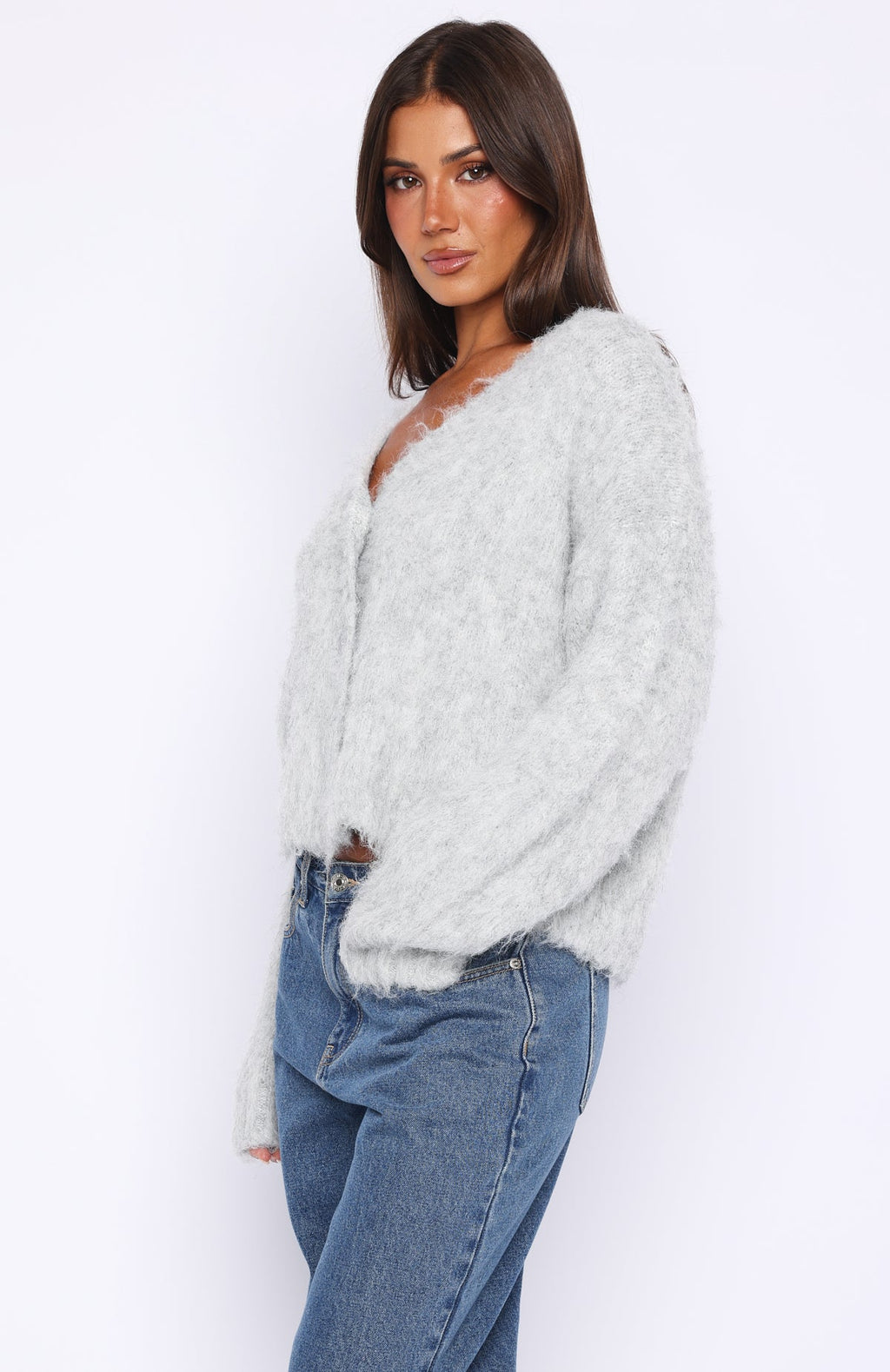 Trending Cozy Vibes Knit Cardigan Grey Marle