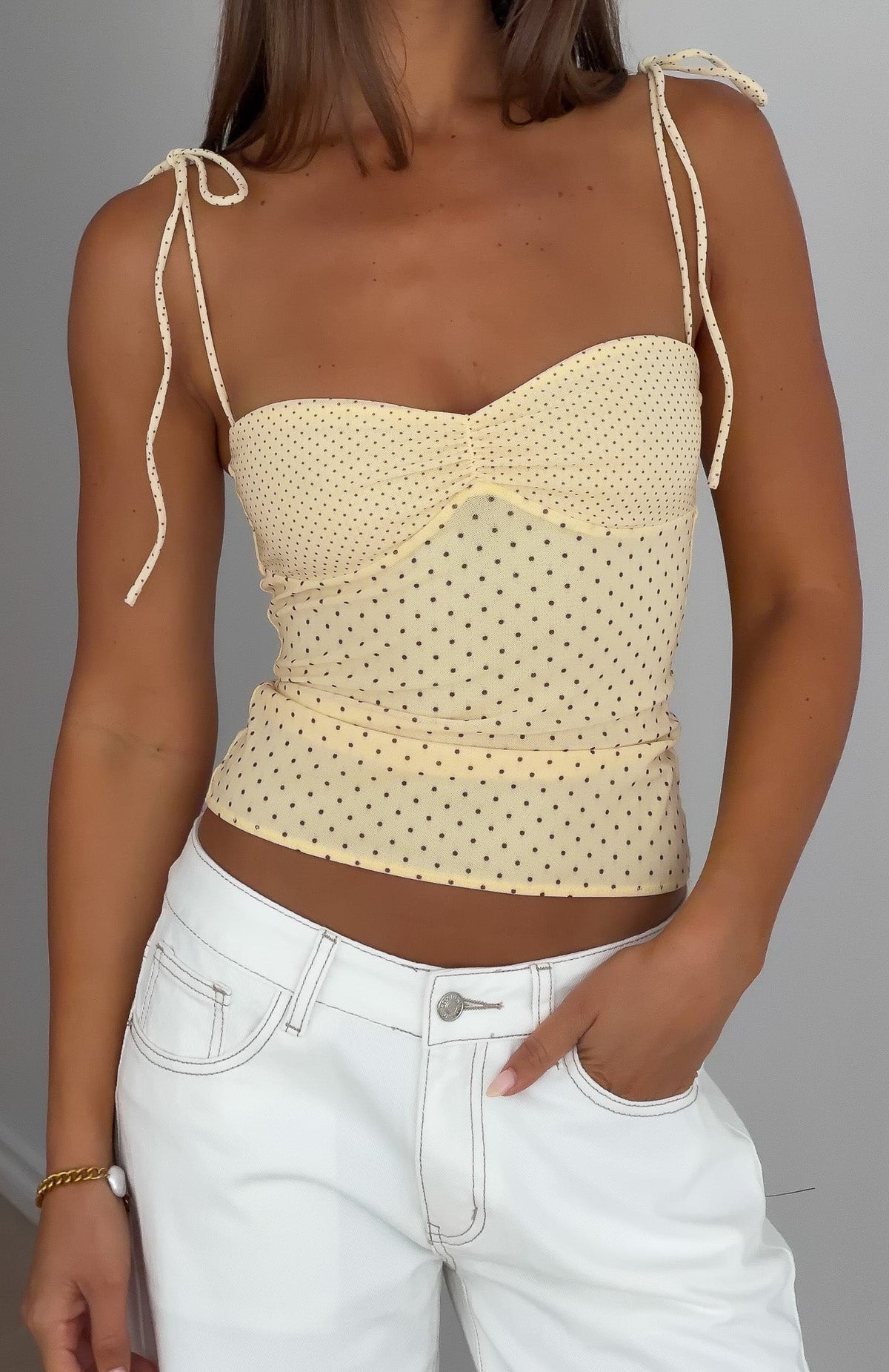 Trending Crush Mode Top CreamChoc Polka Dot