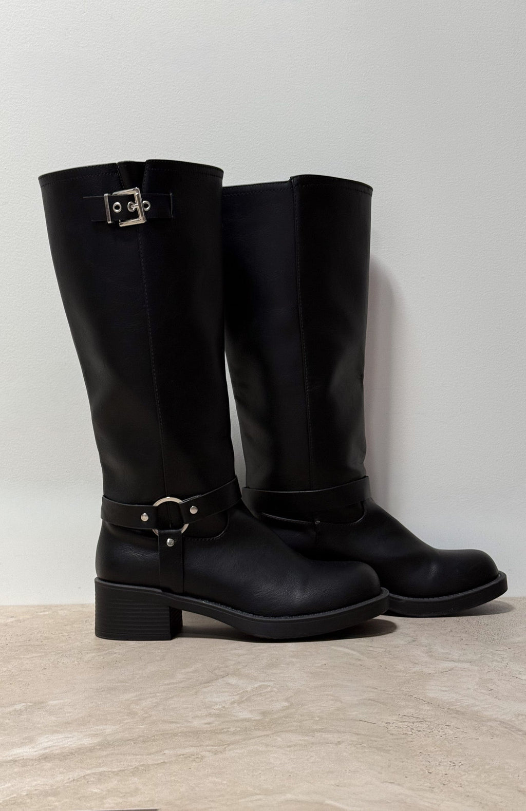 Trending Rafferty Knee High Boots Black PU