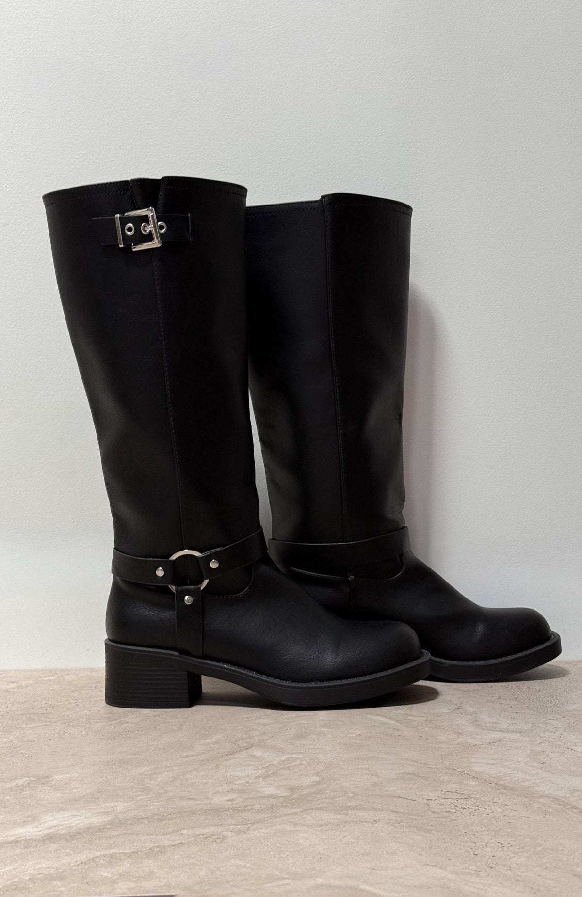 Trending Rafferty Knee High Boots Black PU