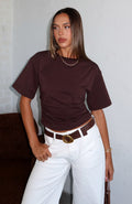 Trending Destination Unknown Cinched Waist Boxy Tee Chocolate