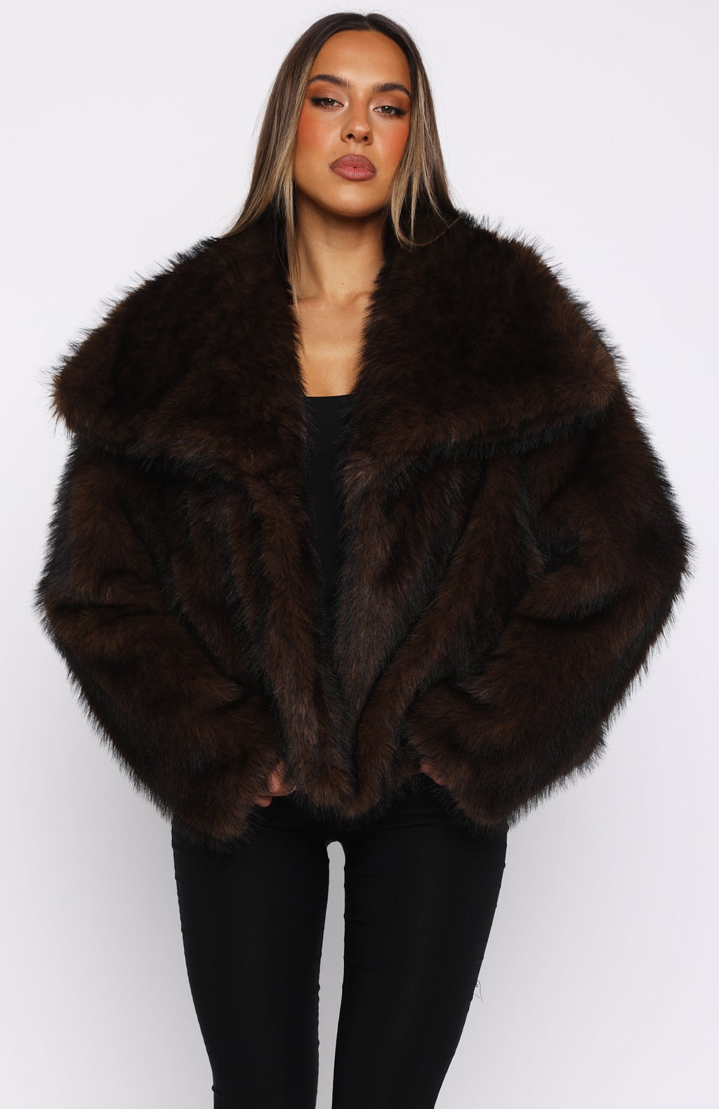 Trending Dirty Martini Faux Fur Jacket Chocolate