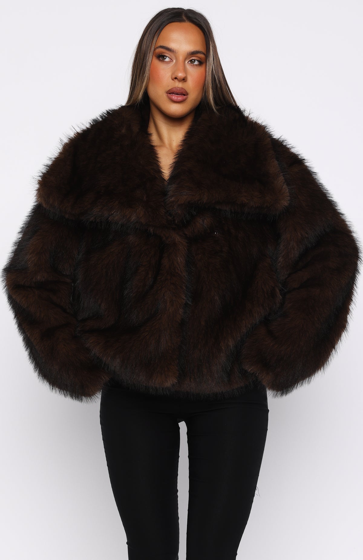 Trending Dirty Martini Faux Fur Jacket Chocolate
