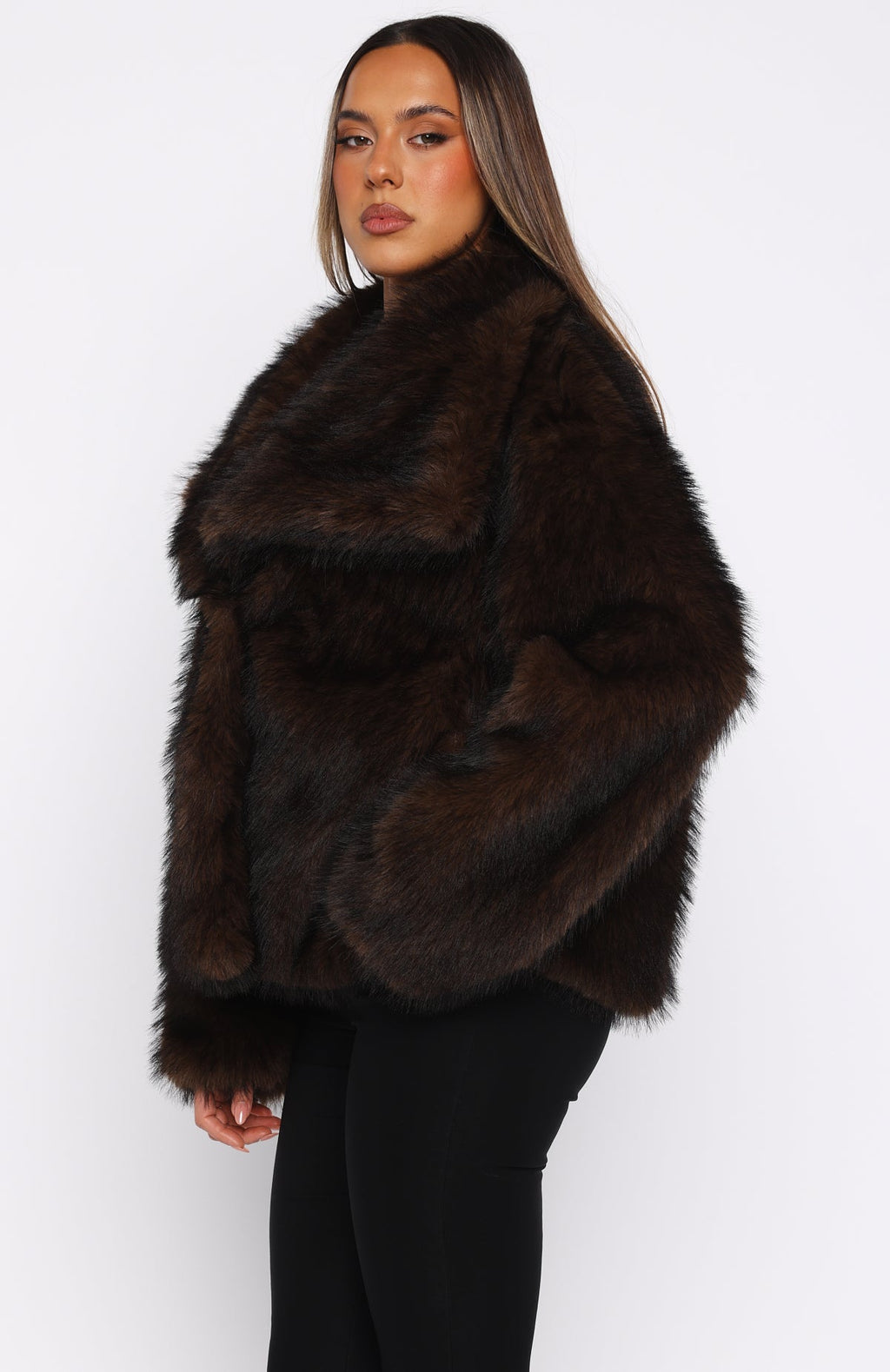 Trending Dirty Martini Faux Fur Jacket Chocolate