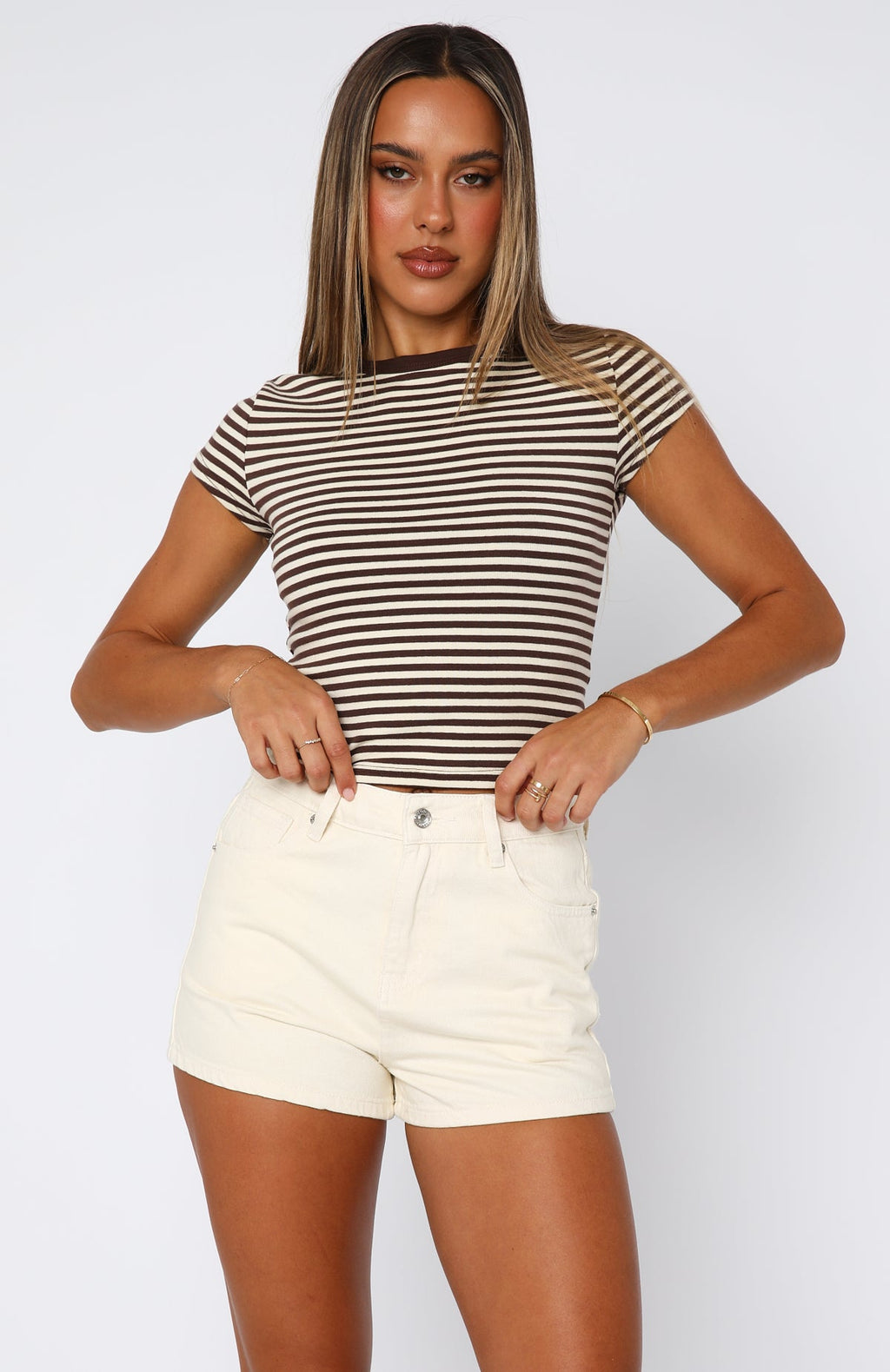 Trending Emerson Denim Shorts Cream Wash