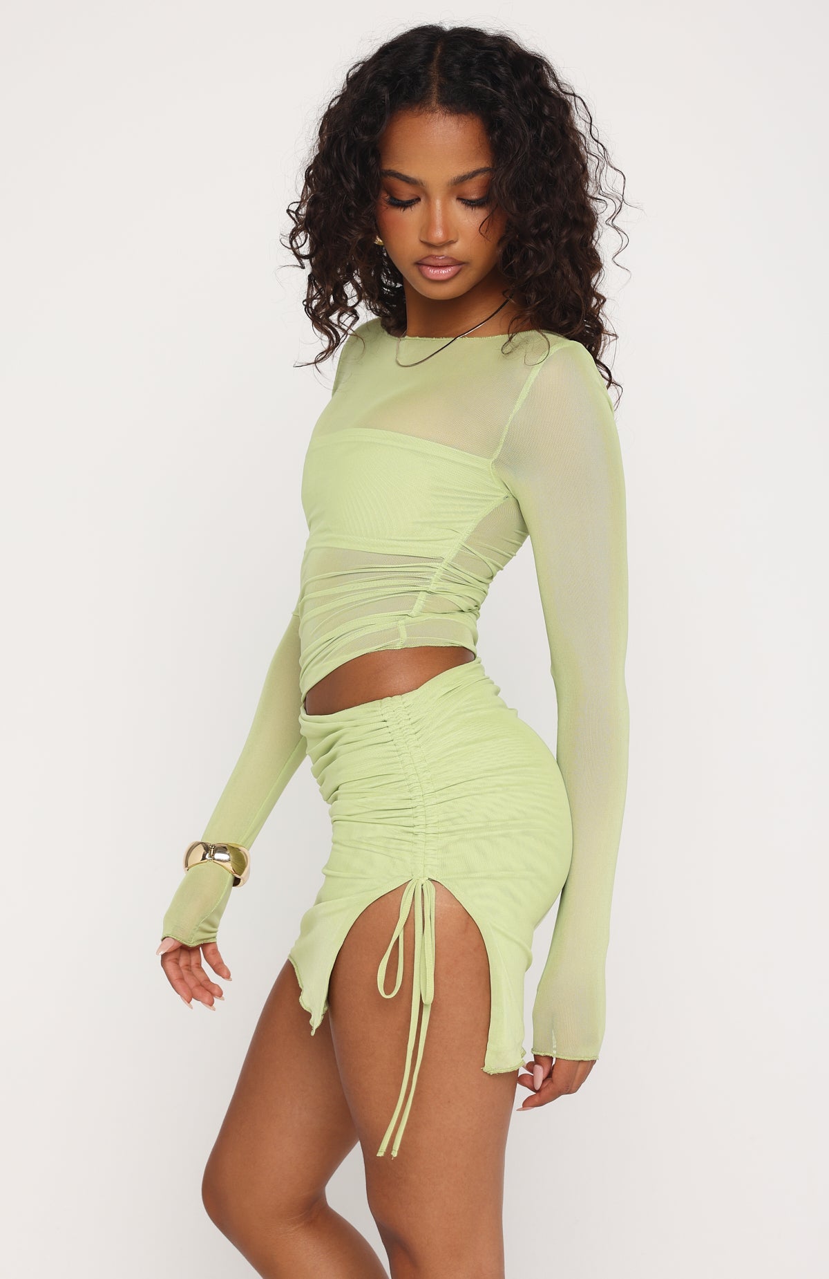 Trending Fall Into Me Long Sleeve Mini Dress Matcha