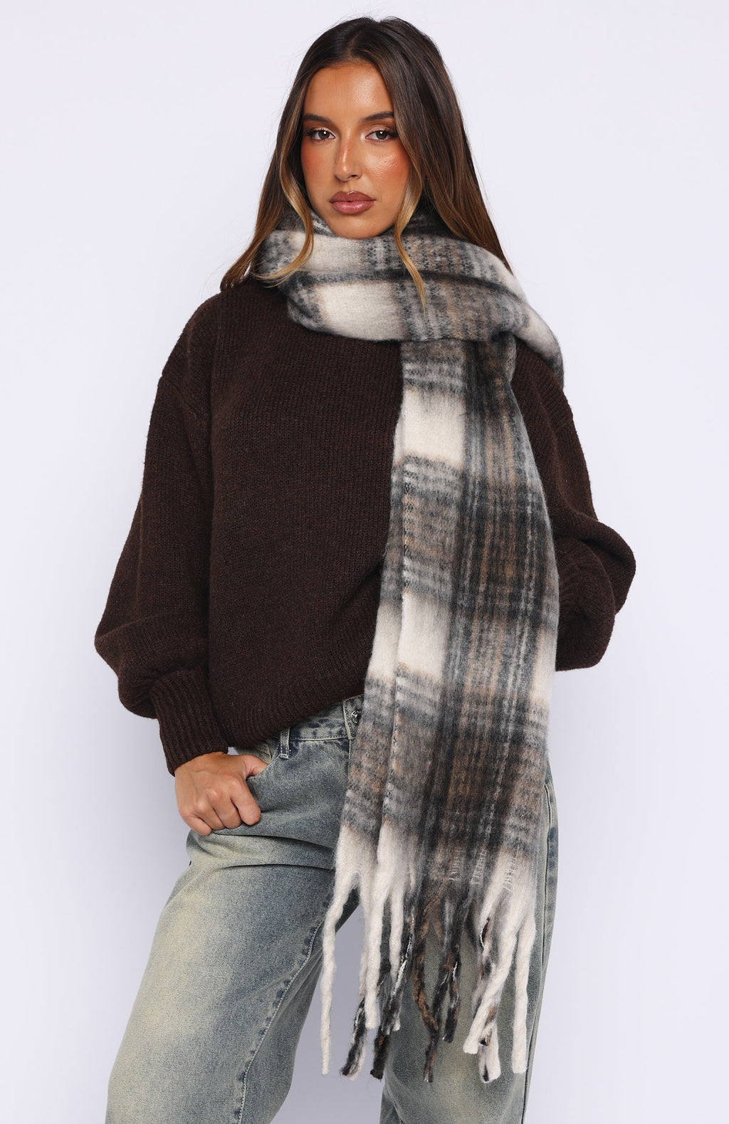 Trending Farley Scarf Cappuccino Plaid