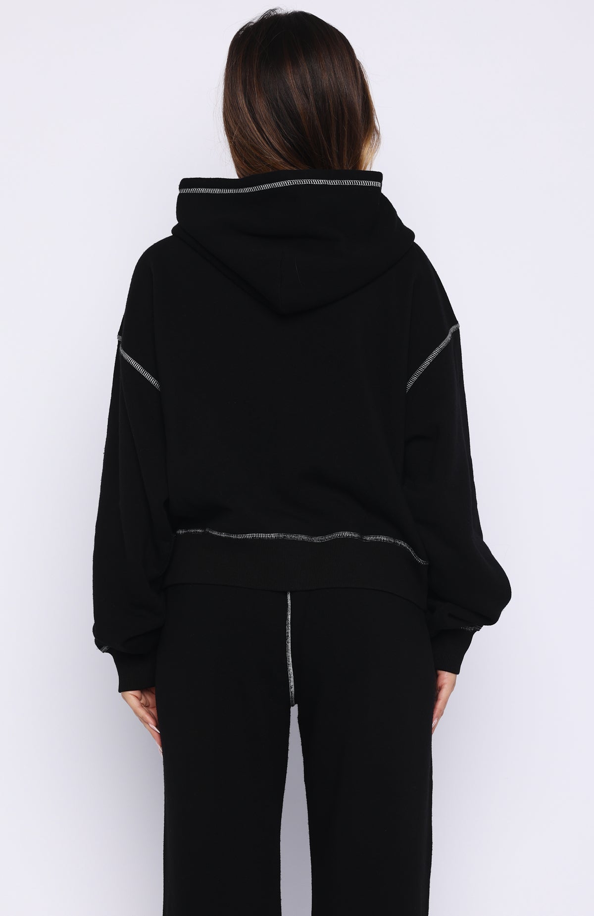 Trending Flashing By Boxy Zip Front Hoodie Black