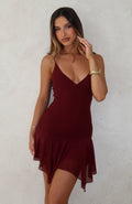 Trending Floating Through It Mini Dress Burgundy
