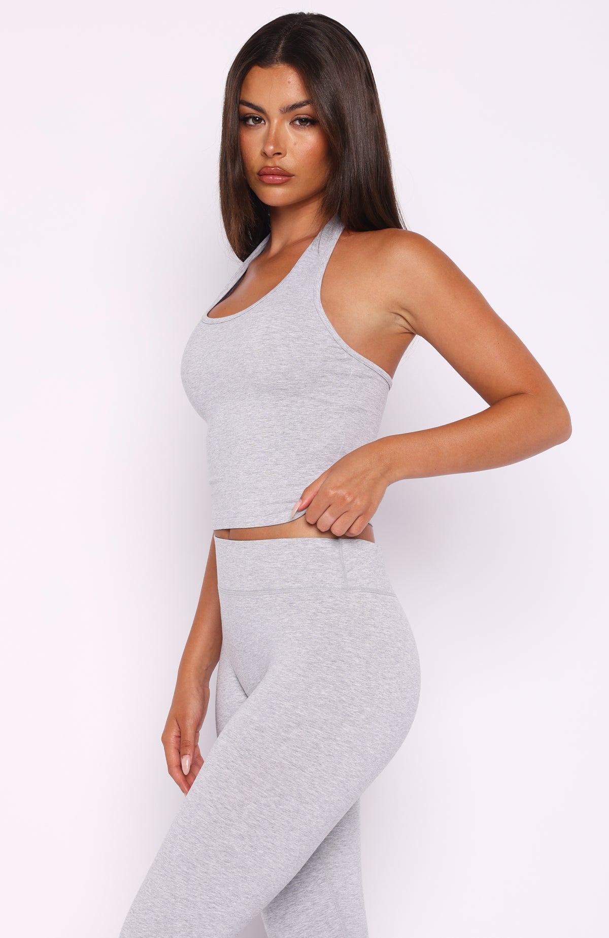 Trending Focus On The Good Halter Top Grey Marle