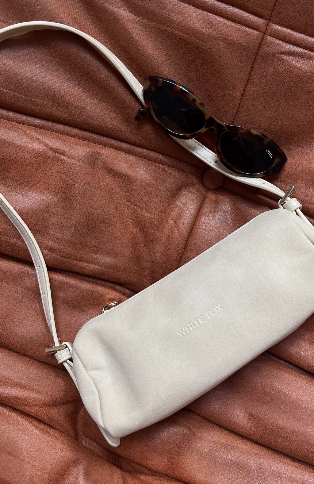 Trending Gannon Shoulder Bag Bone Faux Suede