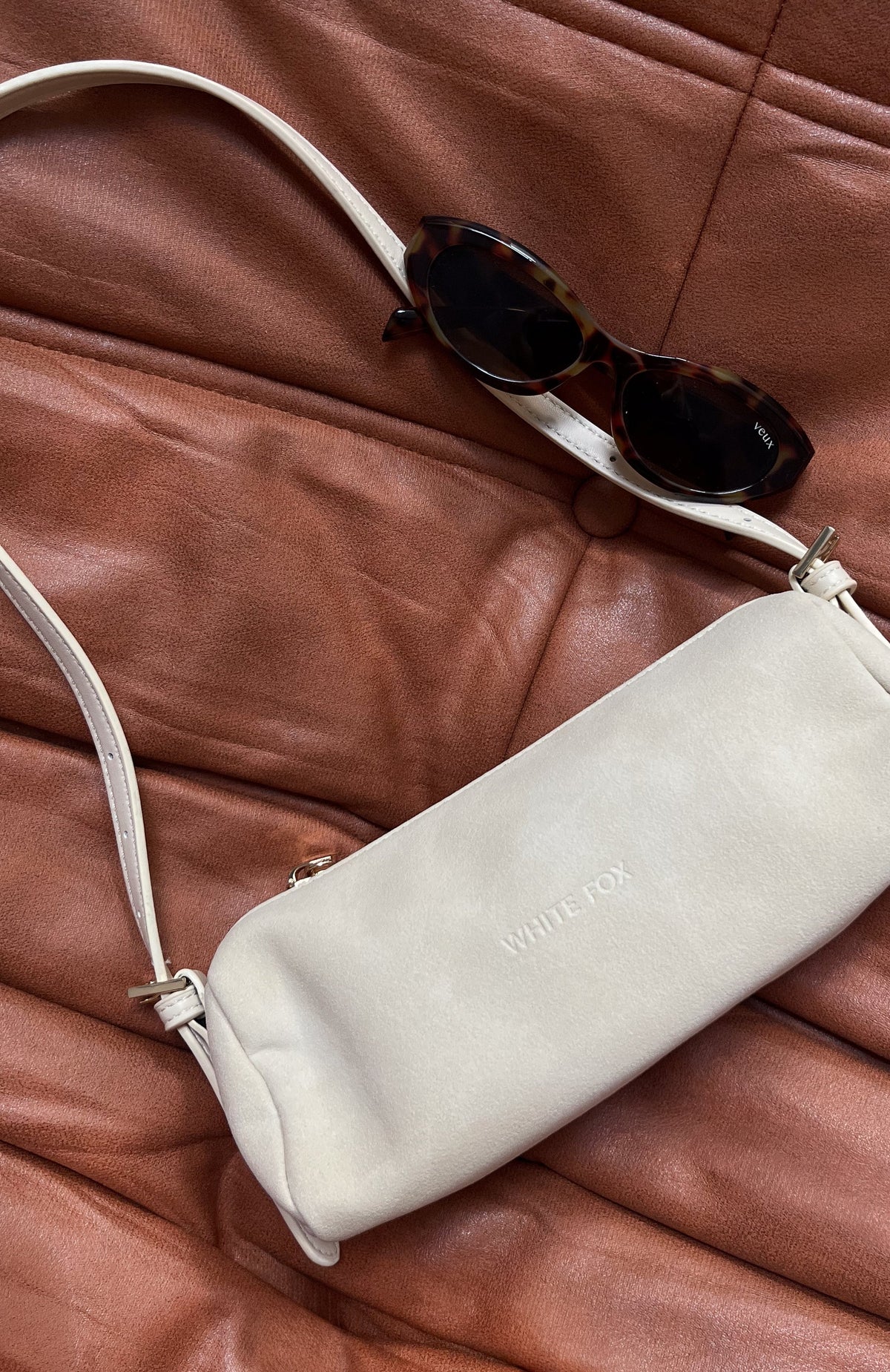 Trending Gannon Shoulder Bag Bone Faux Suede