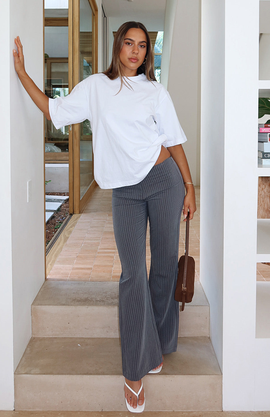 Trending Getting You Close Pants Dark Grey Pinstripe