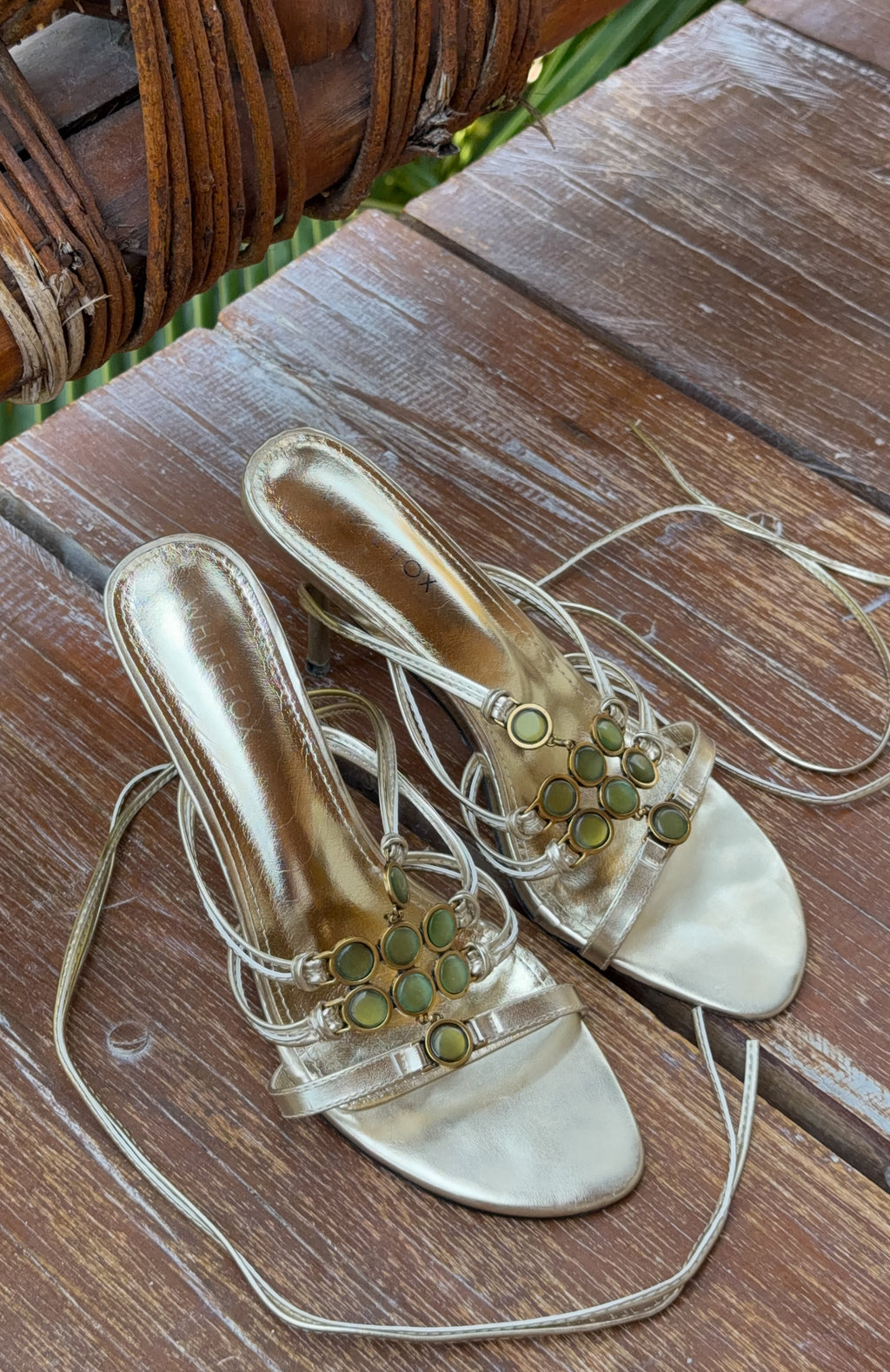 Trending Giana Beaded Wrap Heels ChampagneLime