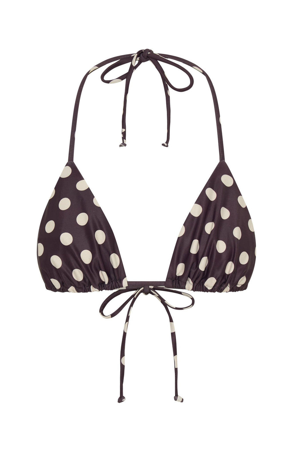 Trending Golden Hour Bikini Top ChocCream Polka Dot