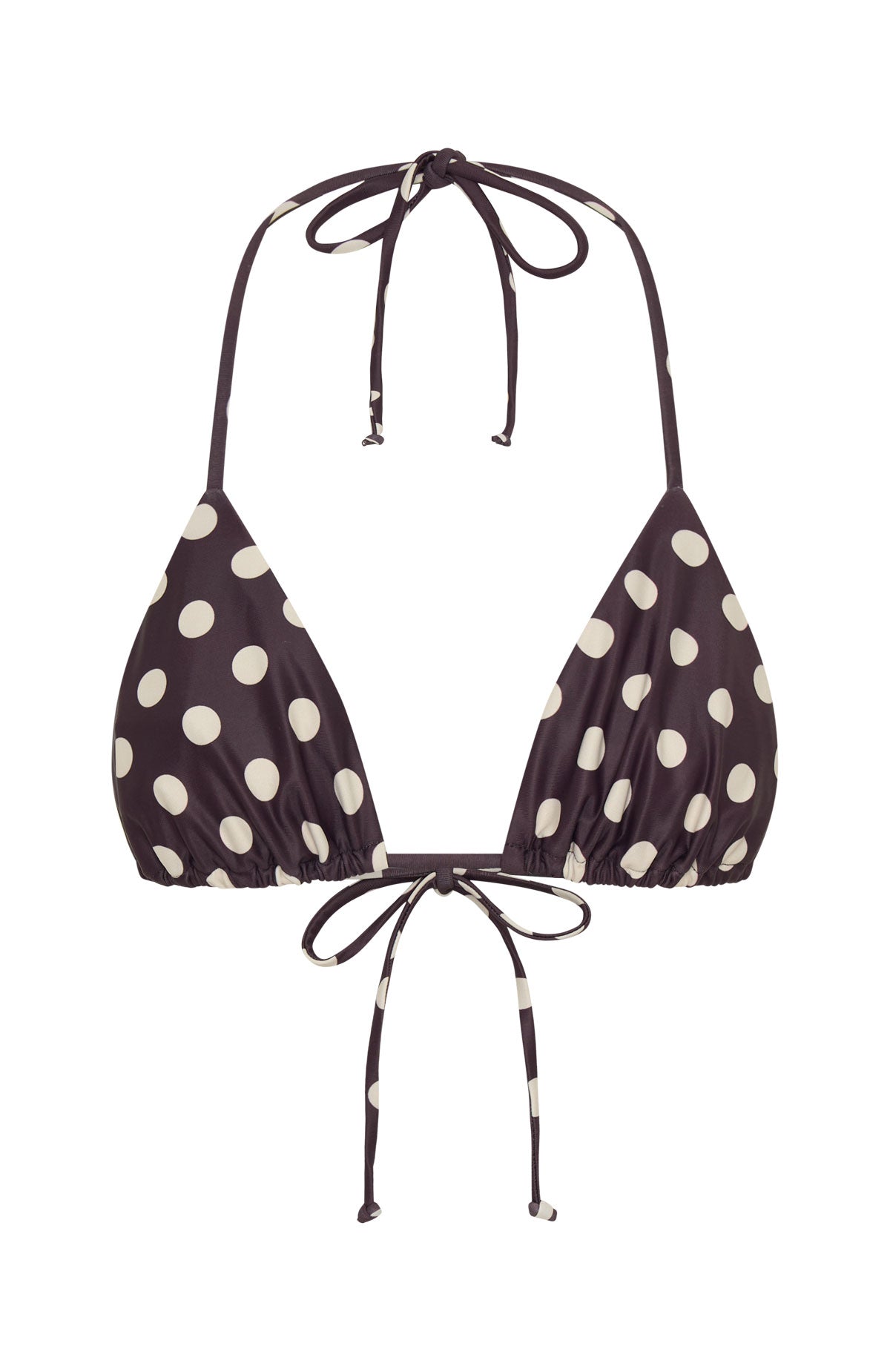 Trending Golden Hour Bikini Top ChocCream Polka Dot