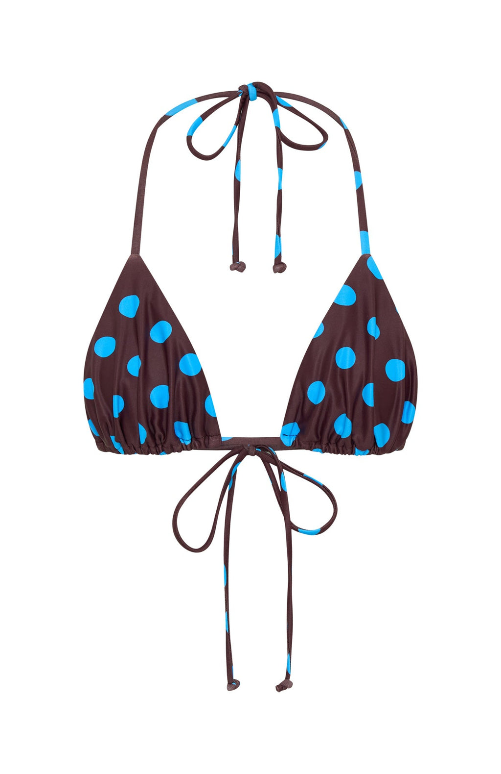Trending Golden Hour Bikini Top Cocoa Blue Polka Dot