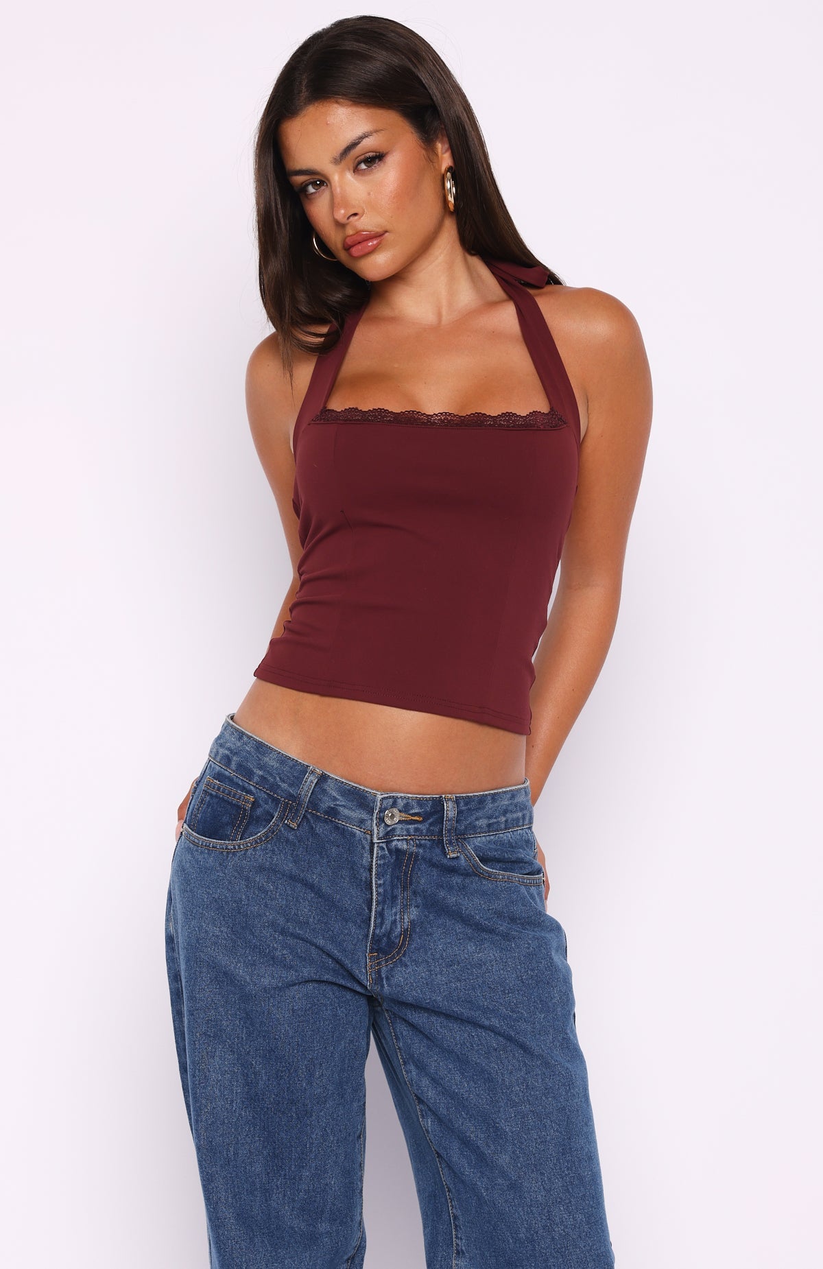 Trending Good Feels Halter Top Burgundy
