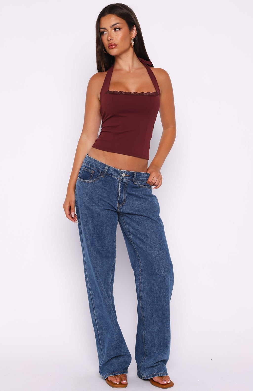 Trending Good Feels Halter Top Burgundy