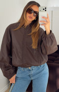 Trending Hanging On You PU Jacket Chocolate