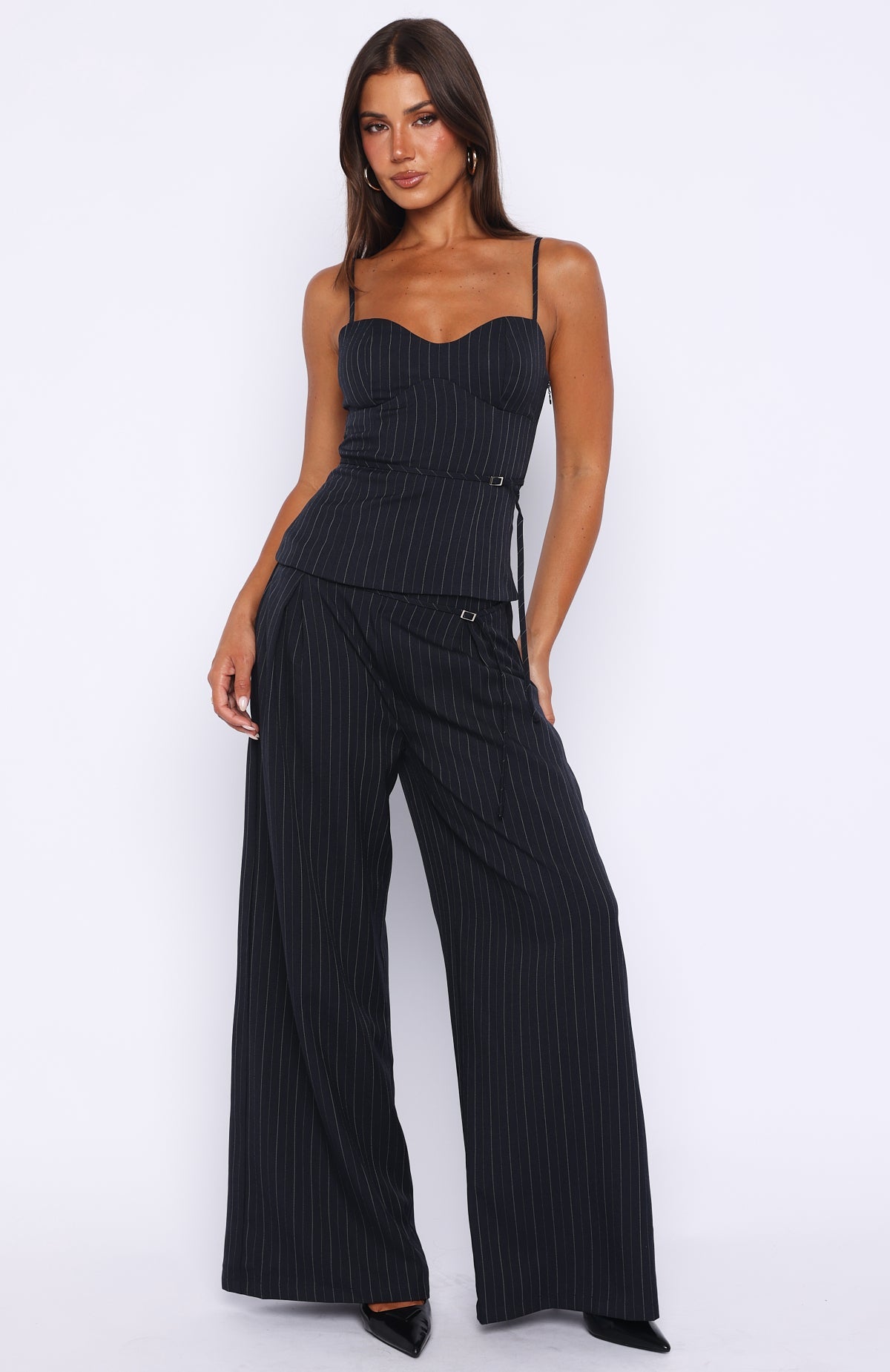 Trending High Line Pants Navy Pinstripe