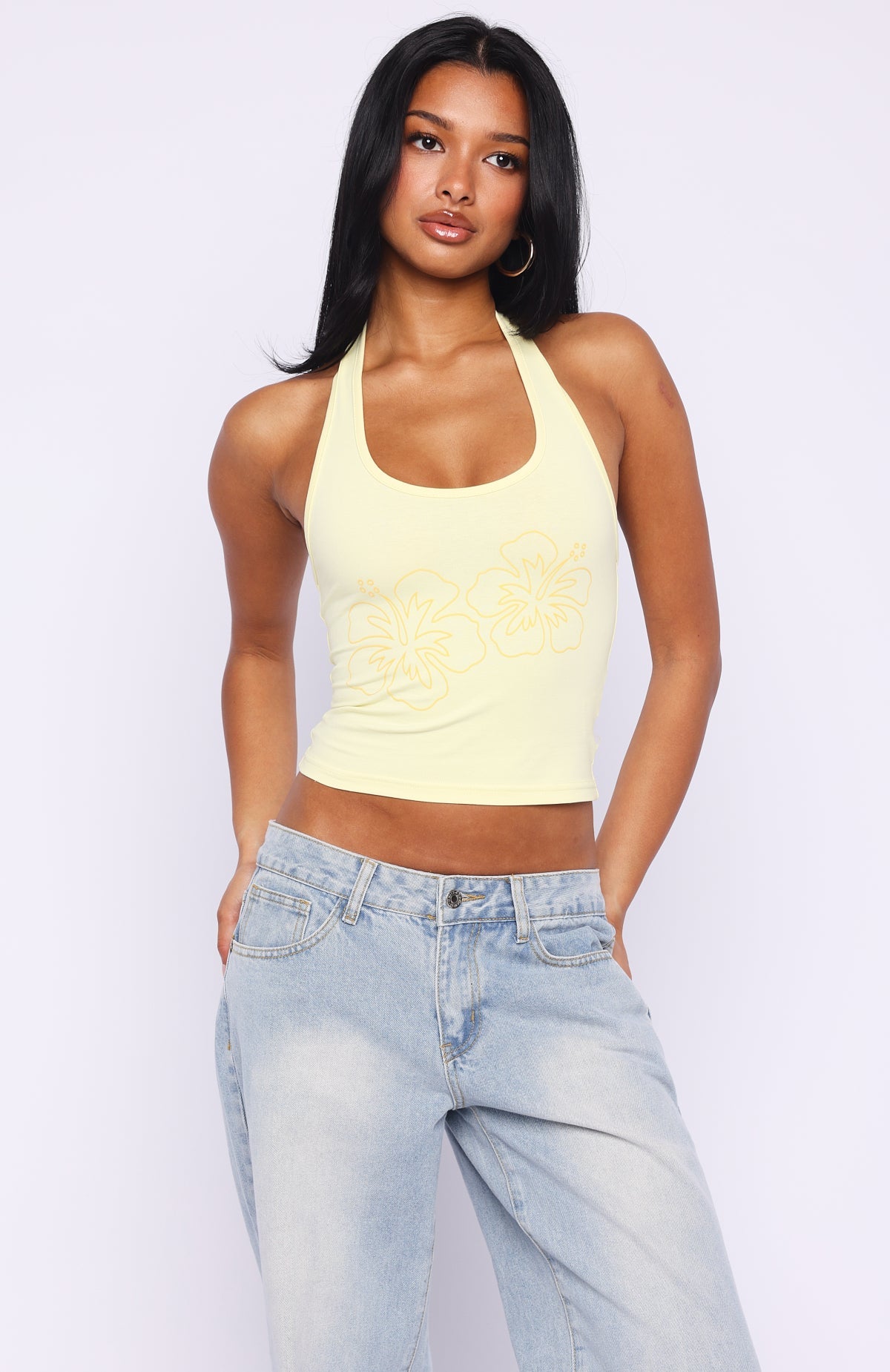 Trending Honey Hustle Halter Top Lemon