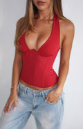 Trending Hot Girl Halter Bustier Red