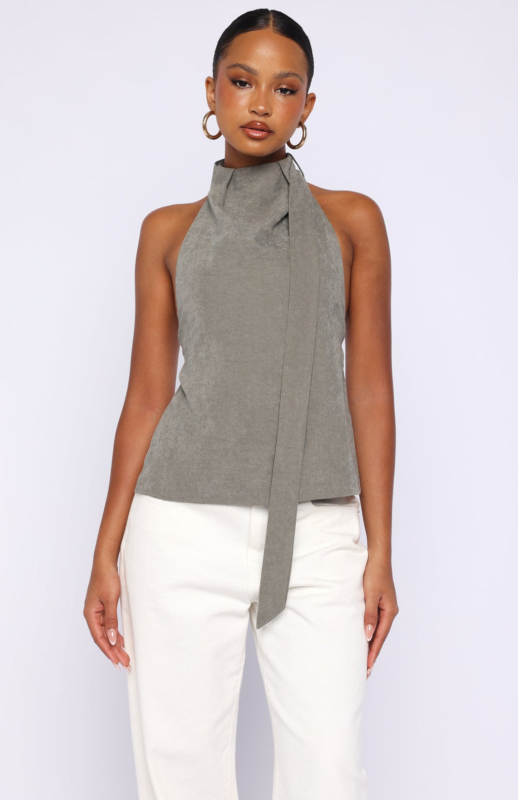 Trending Ill Always Be Yours Halter Top Petrol