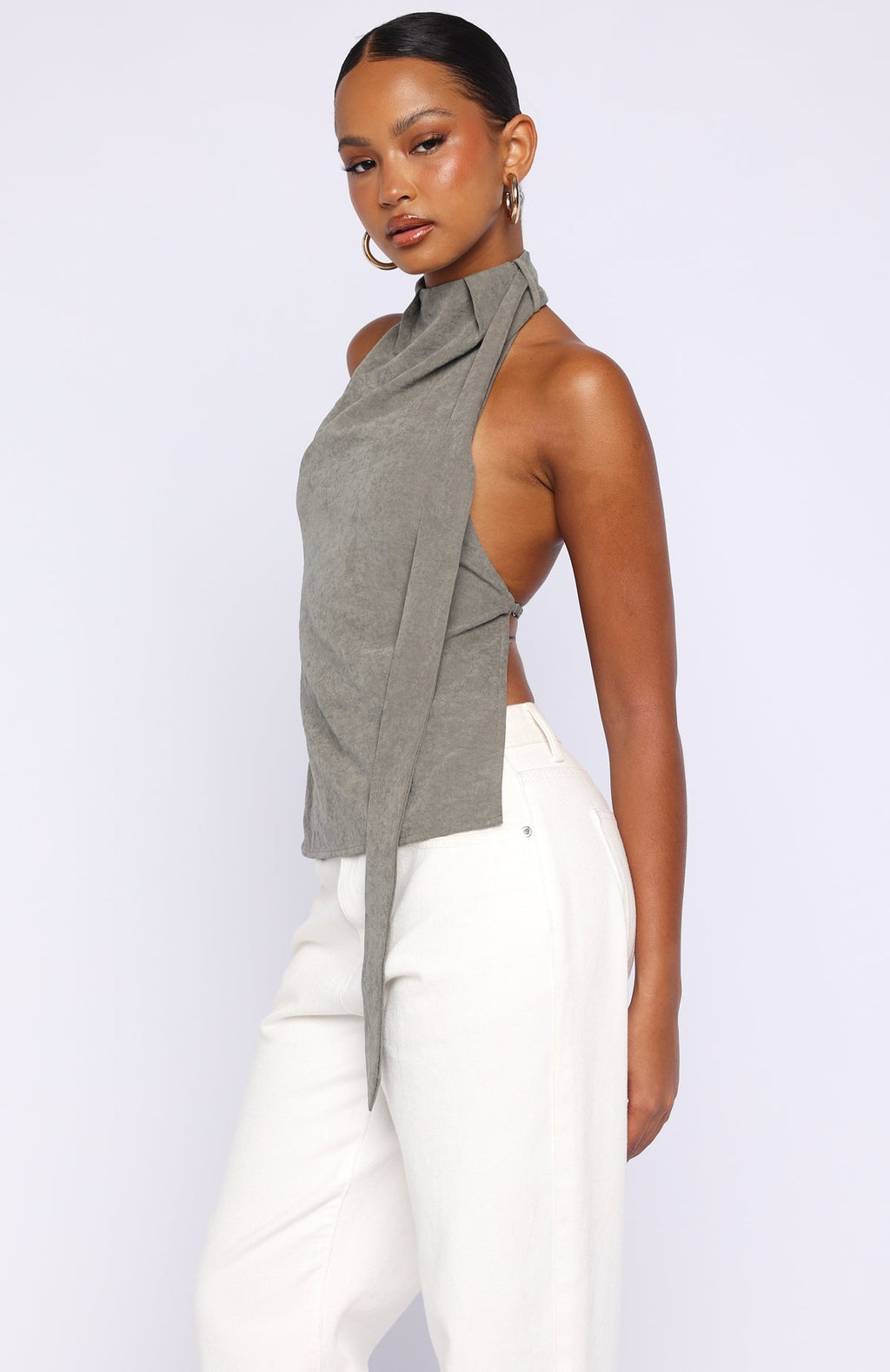 Trending Ill Always Be Yours Halter Top Petrol