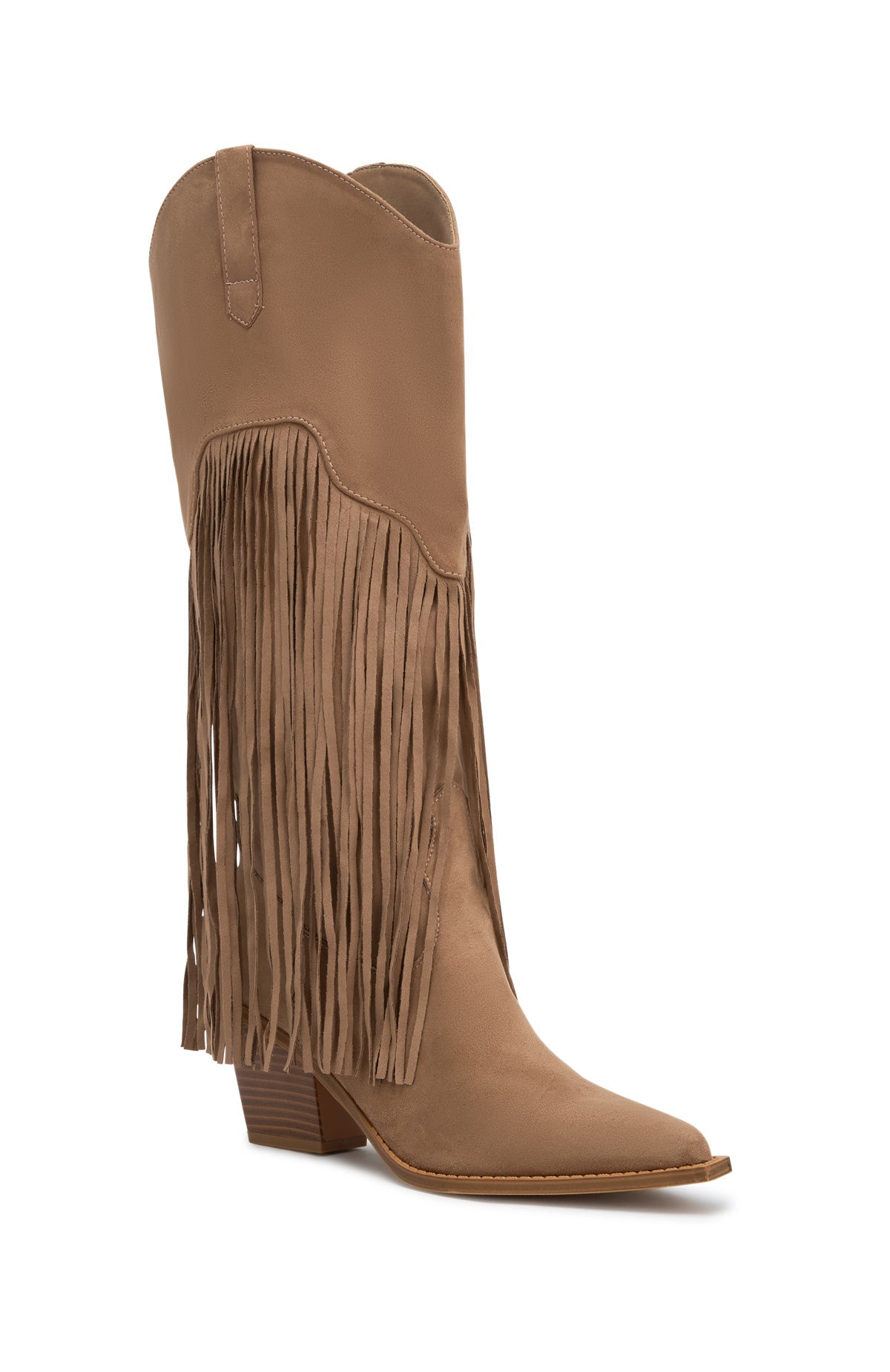 Trending Iniko Cowboy Boot Taupe Faux Suede