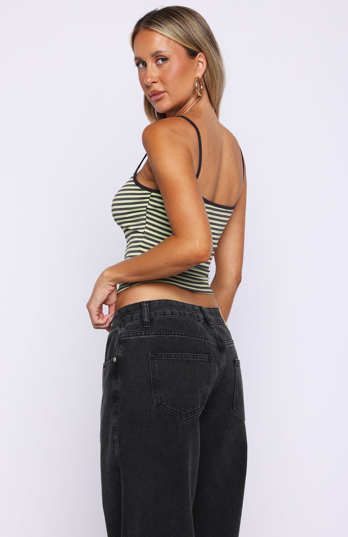 Trending Just Let It Go Singlet GreenPlum Stripe