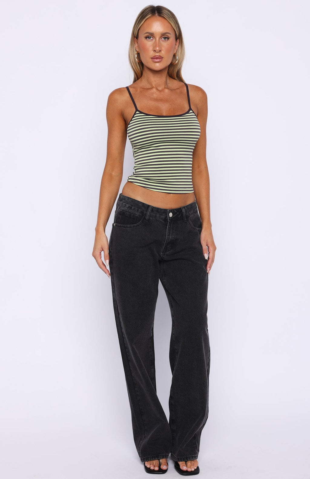 Trending Just Let It Go Singlet GreenPlum Stripe
