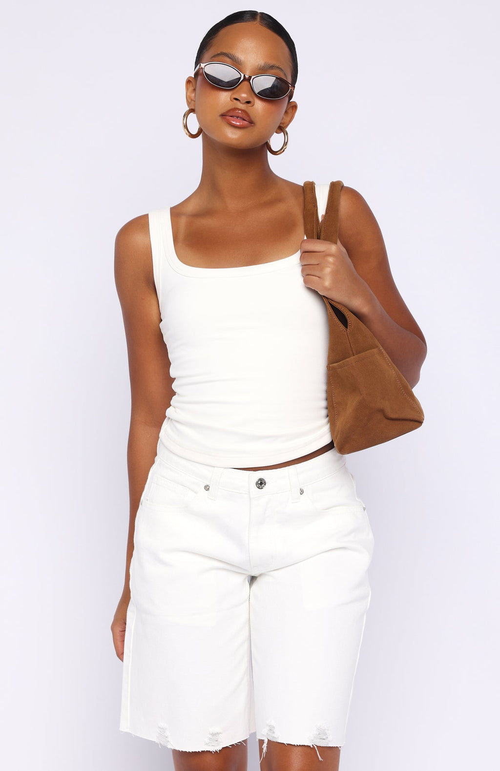 Trending Kahlia Denim Shorts White
