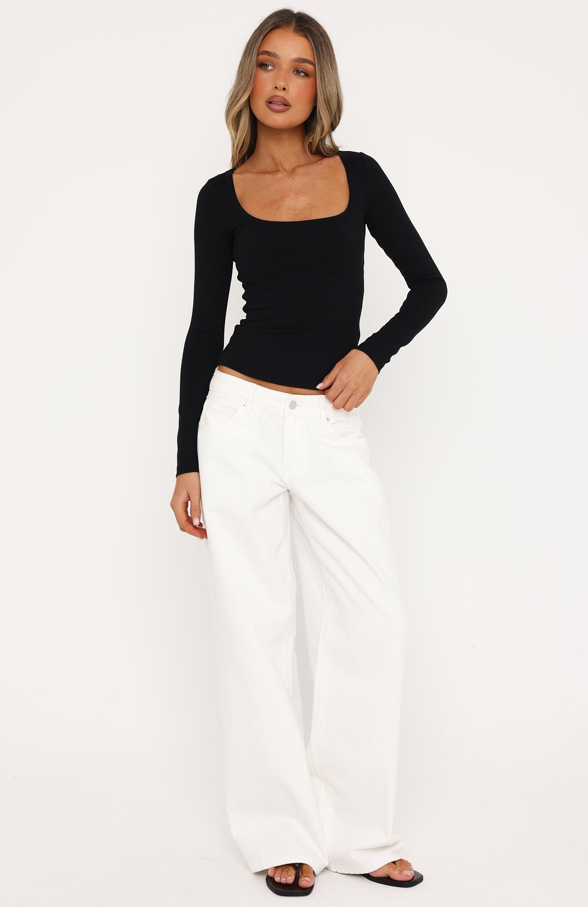 Trending Keep Guessing Long Sleeve Top Black