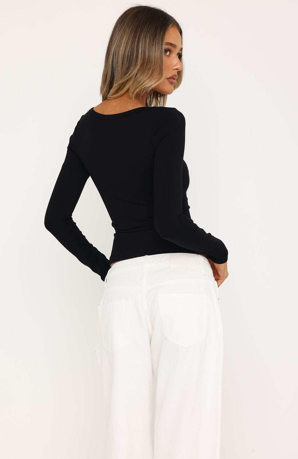 Trending Keep Guessing Long Sleeve Top Black