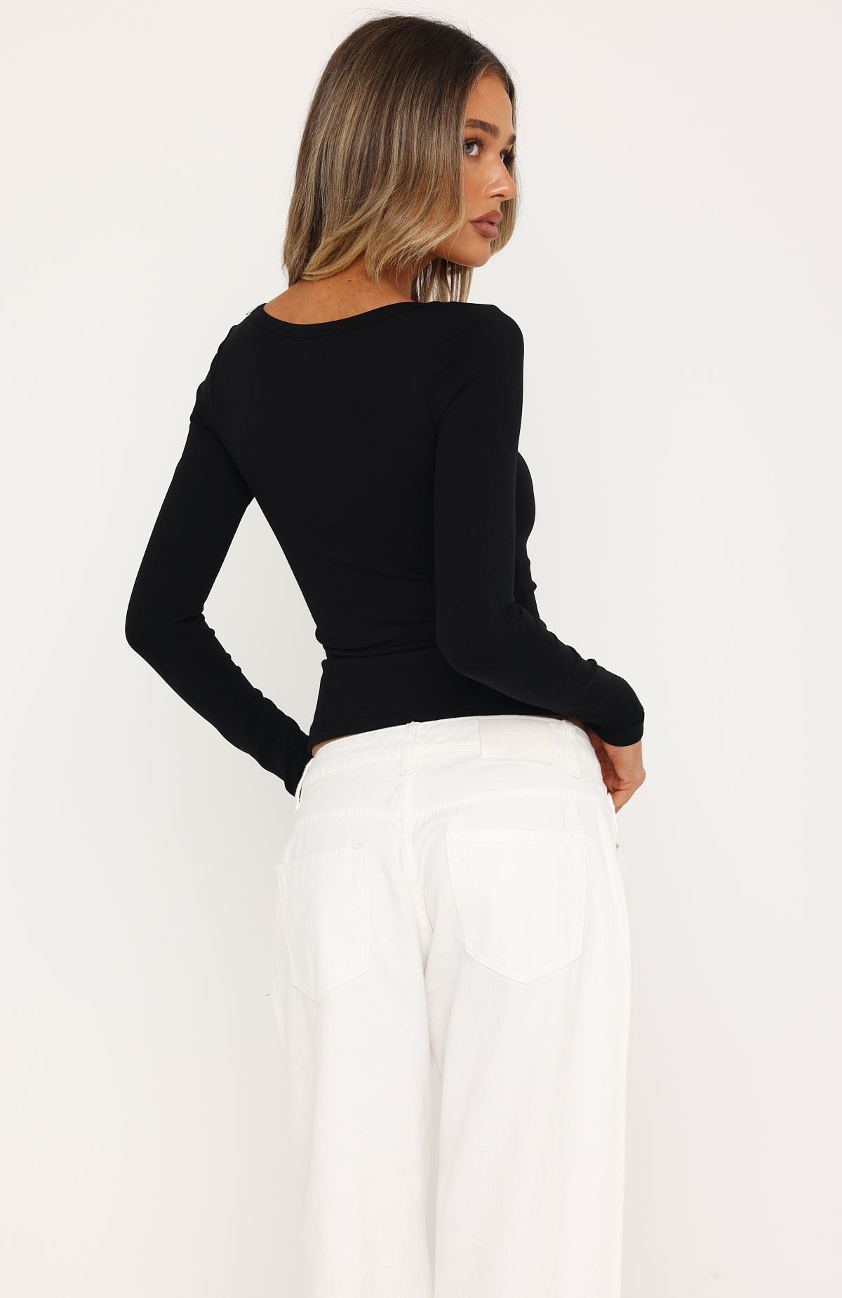 Trending Keep Guessing Long Sleeve Top Black