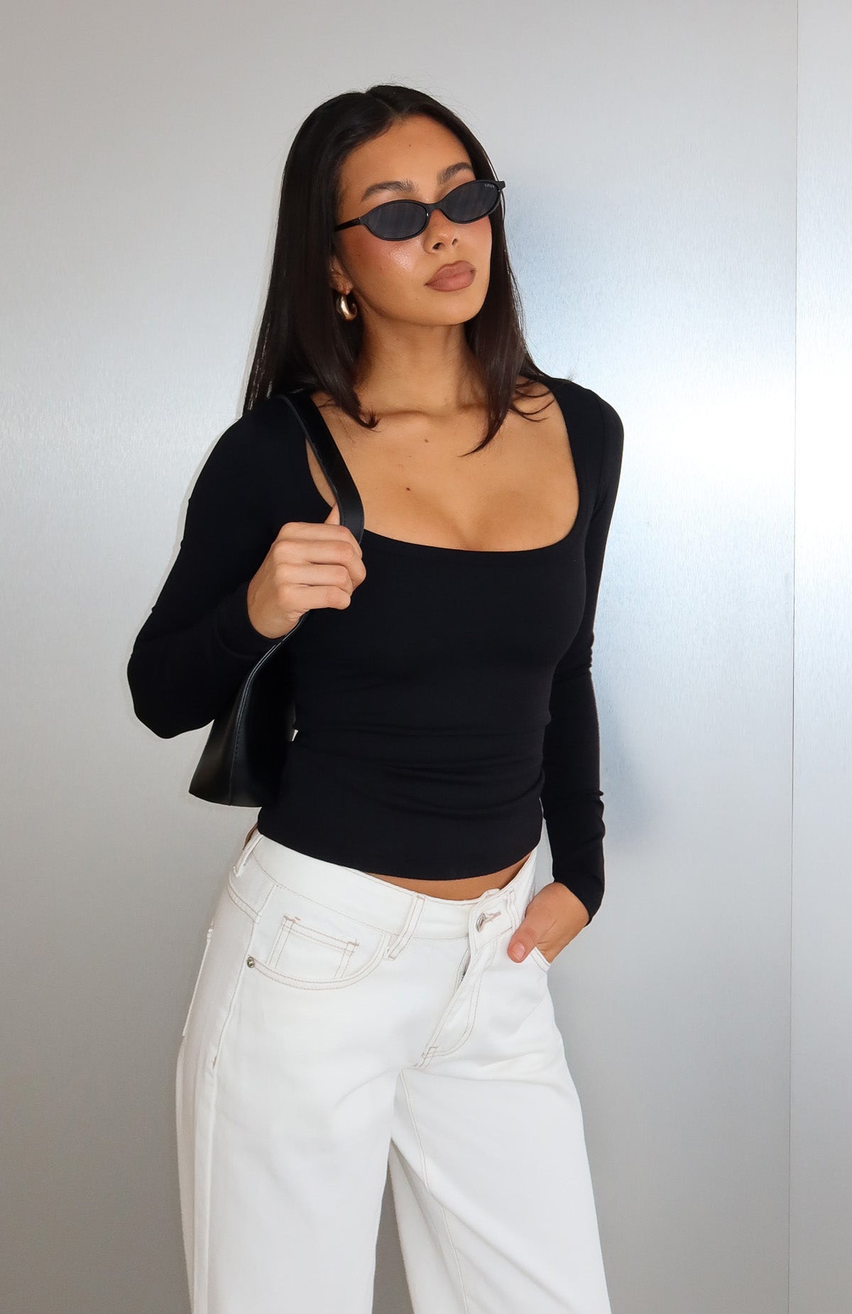 Trending Keep Guessing Long Sleeve Top Black