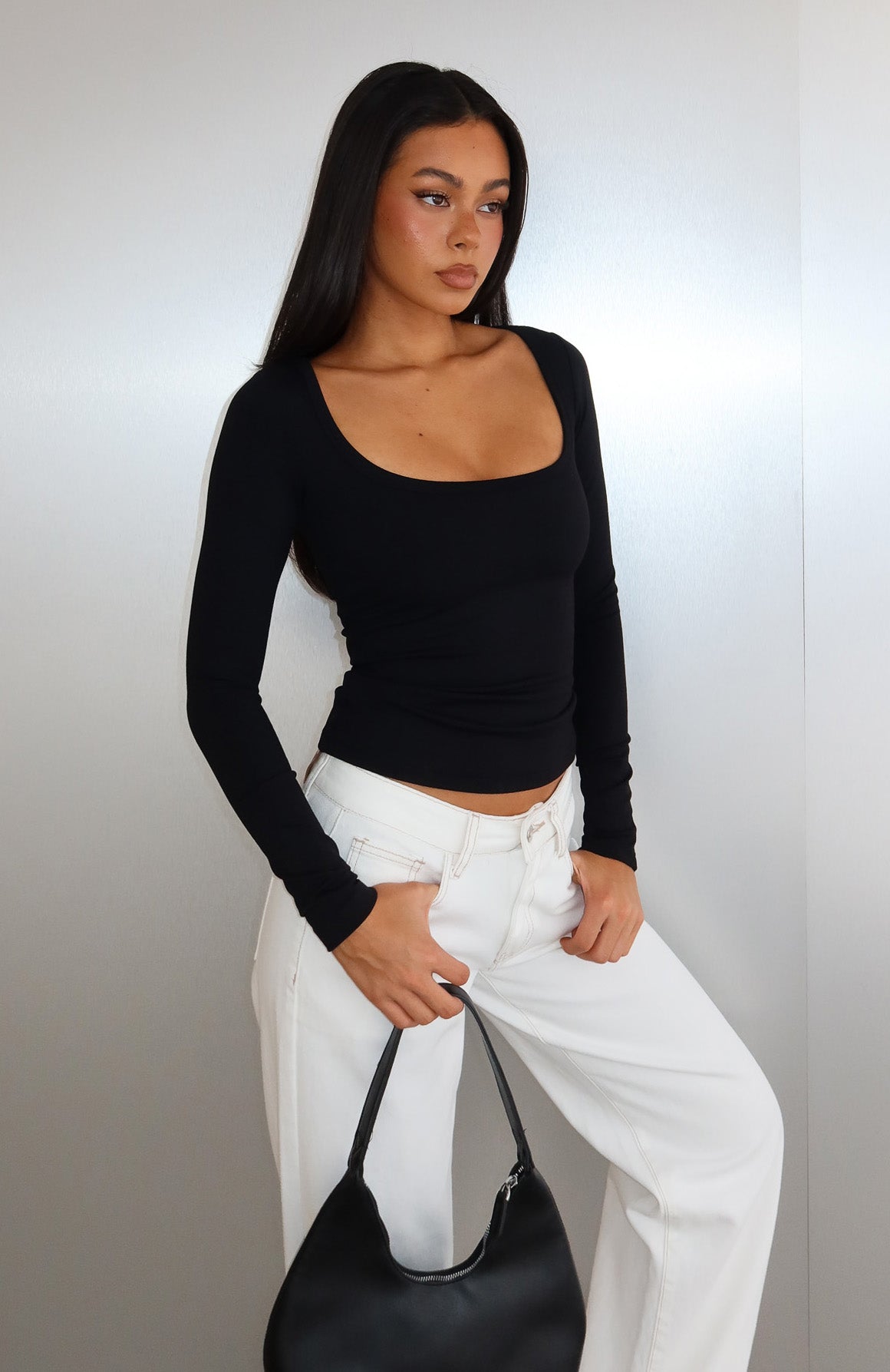 Trending Keep Guessing Long Sleeve Top Black