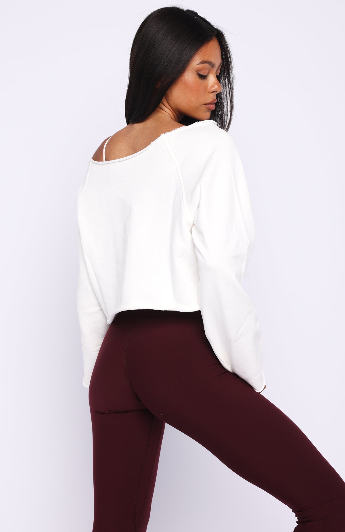 Trending Keep It Rolling Cropped Off Shoulder Sweater Off White