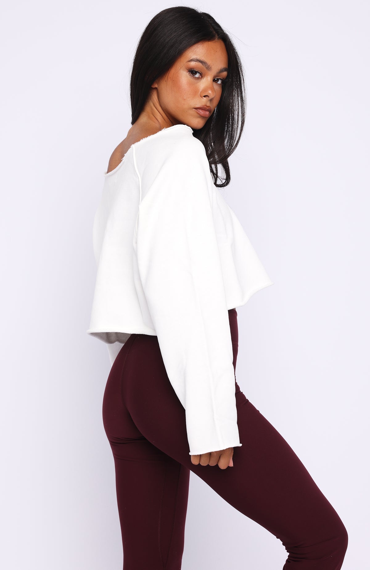 Trending Keep It Rolling Cropped Off Shoulder Sweater Off White