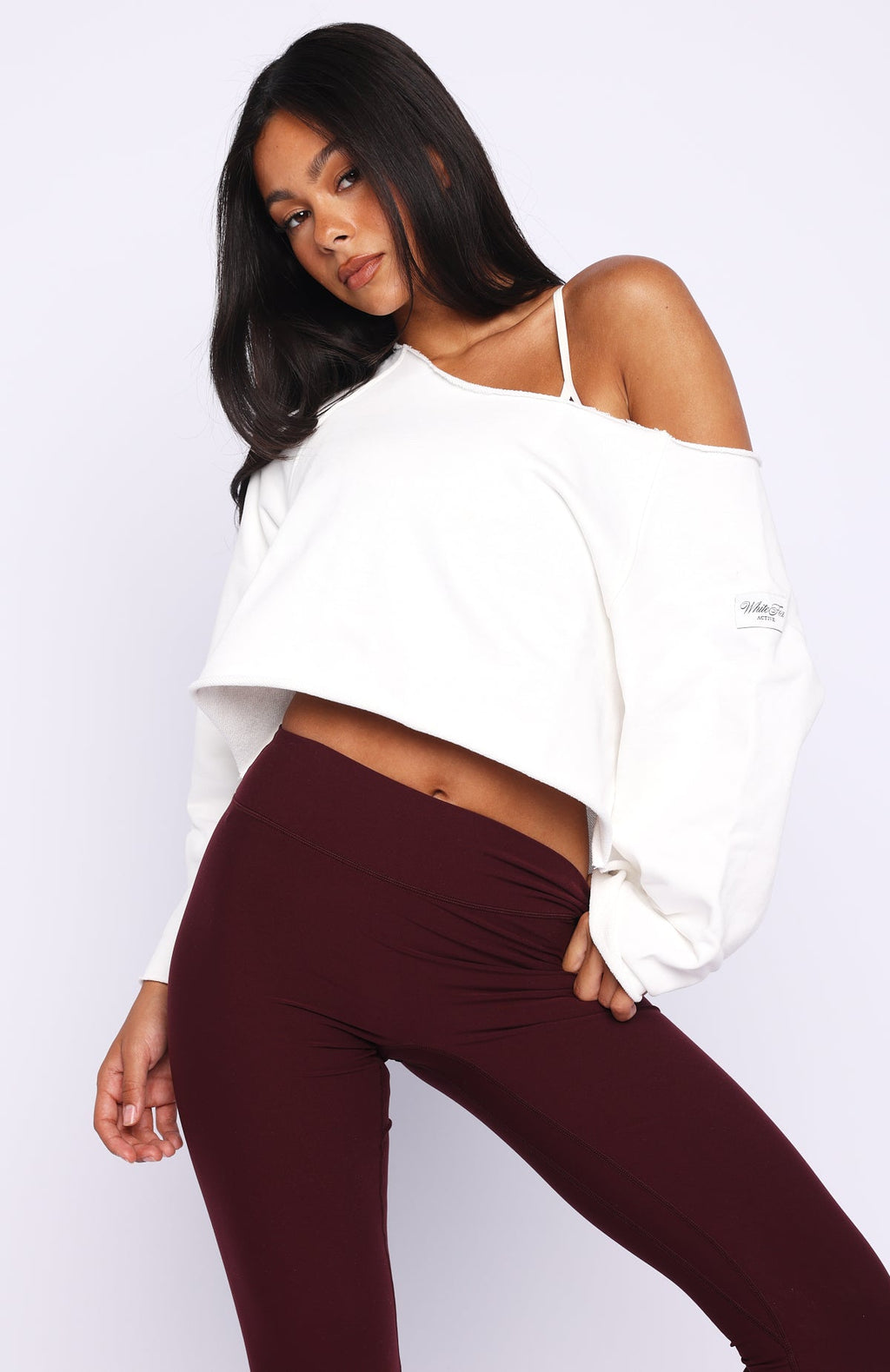 Trending Keep It Rolling Cropped Off Shoulder Sweater Off White