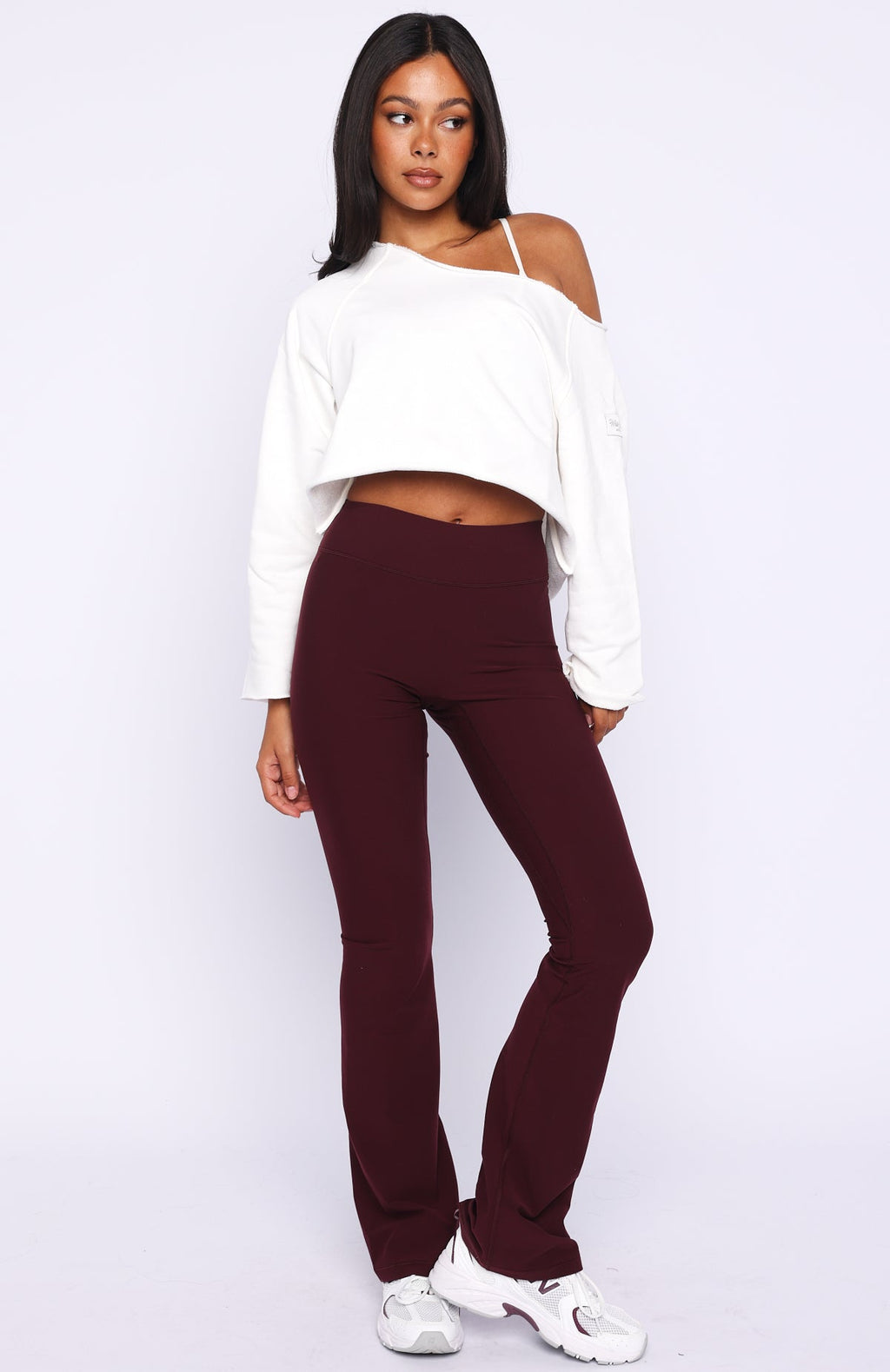 Trending Keep It Rolling Cropped Off Shoulder Sweater Off White