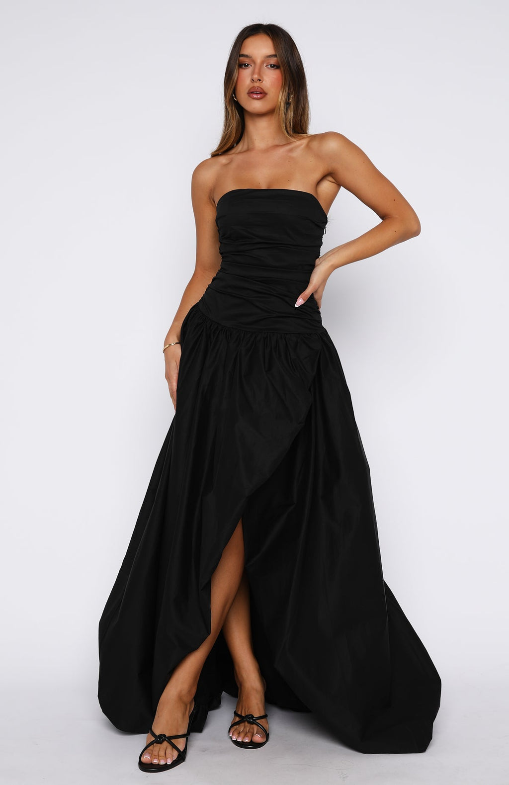 Trending Keep My Promise Strapless Maxi Dress Black