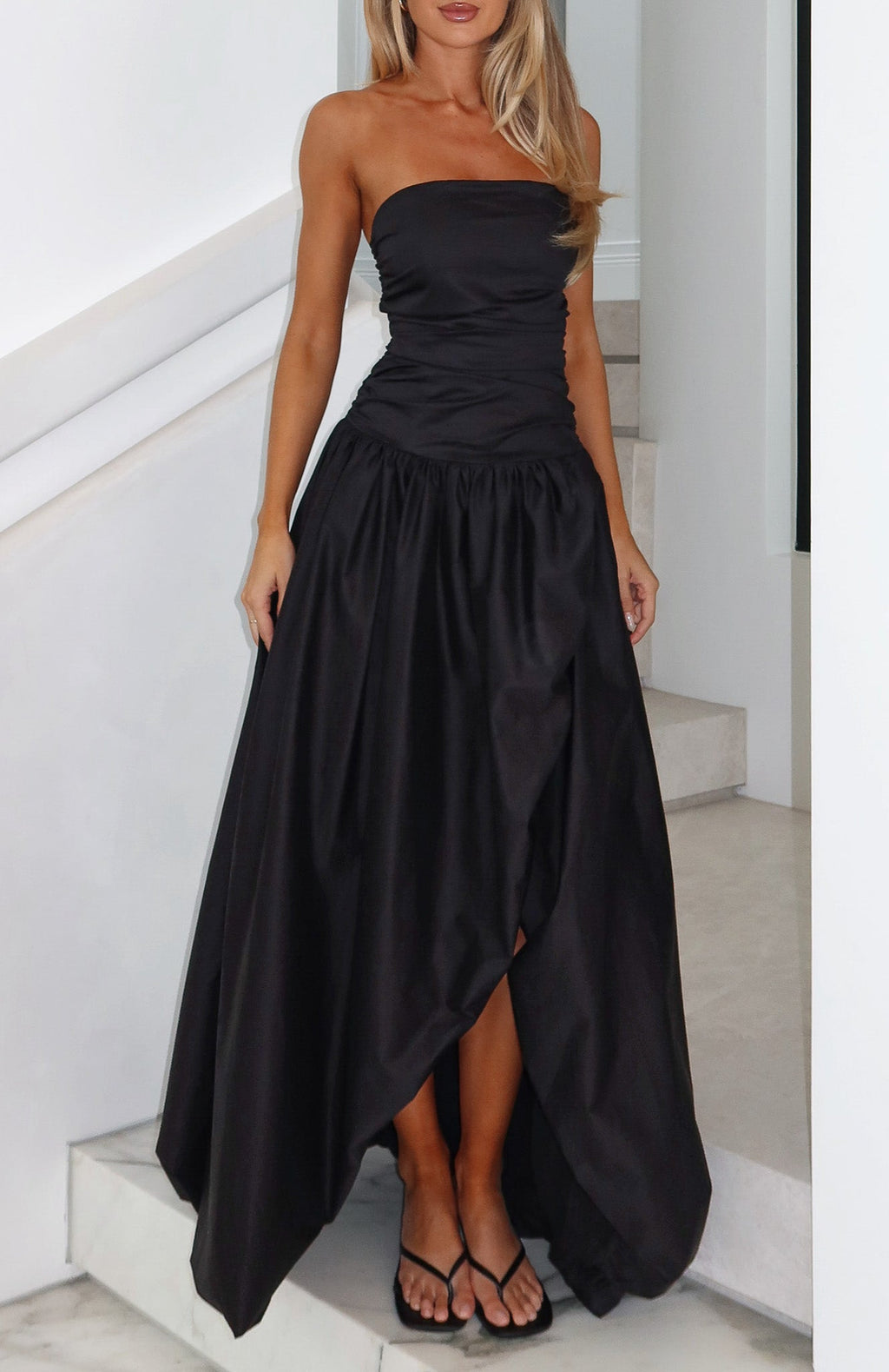 Trending Keep My Promise Strapless Maxi Dress Black